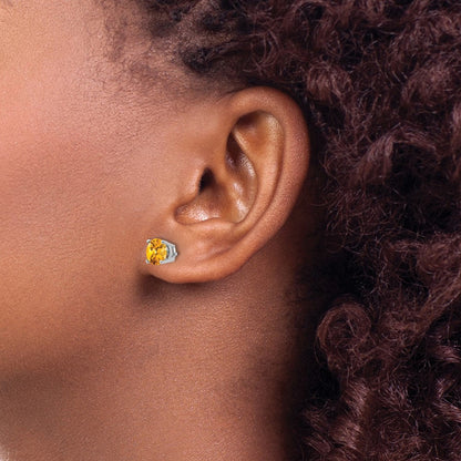 6 mm Citrin-Ohrstecker aus 14K Weißgold