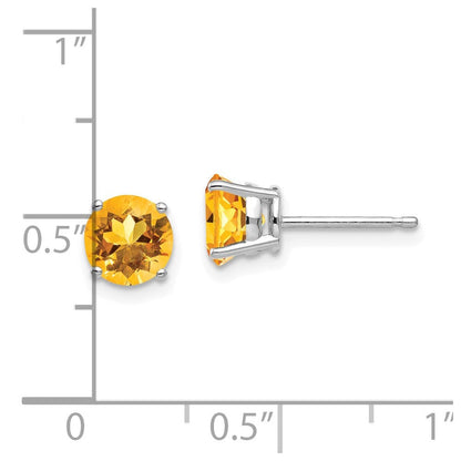 6 mm Citrin-Ohrstecker aus 14K Weißgold
