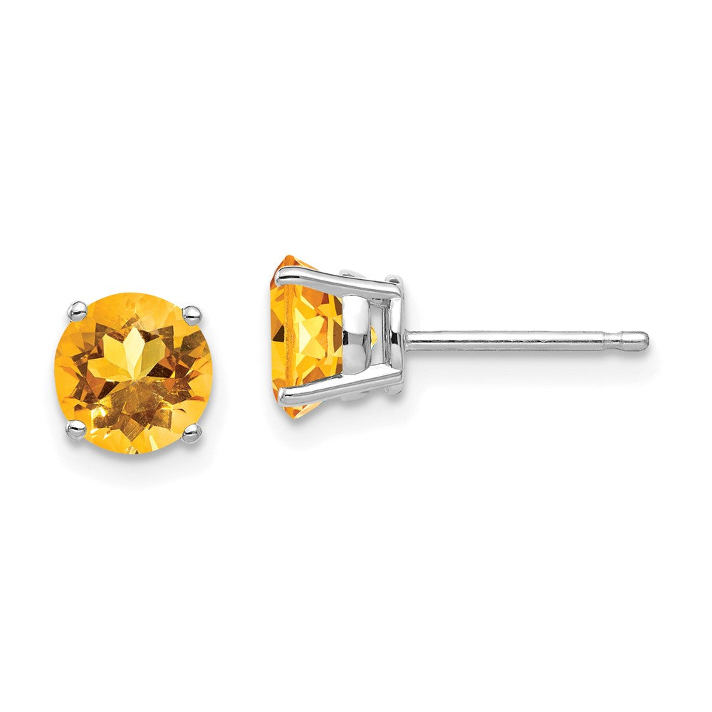 6 mm Citrin-Ohrstecker aus 14K Weißgold