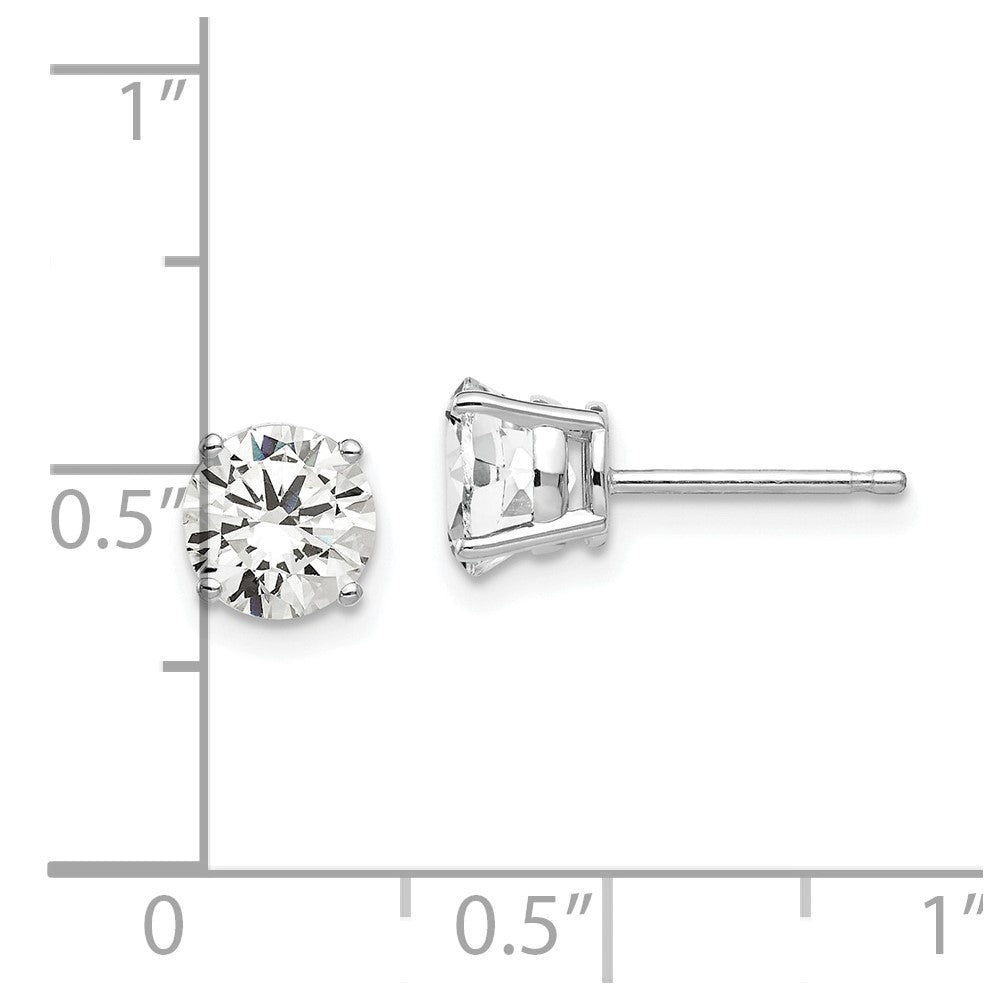 14K Weißgold Ohrringe mit 6-mm-Zirkonia
