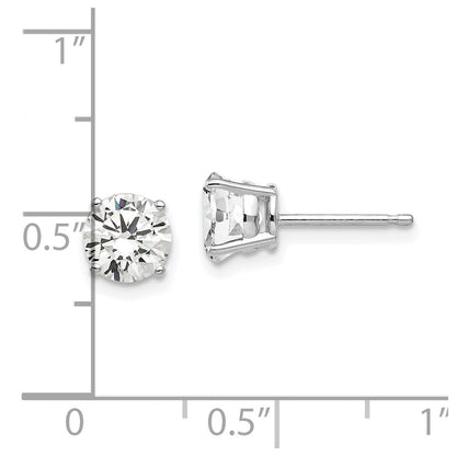 14K Weißgold Ohrringe mit 6-mm-Zirkonia