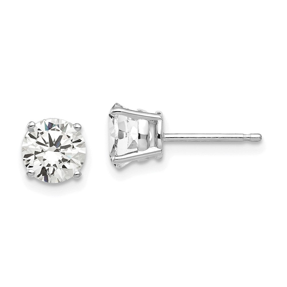 14K Weißgold Ohrringe mit 6-mm-Zirkonia