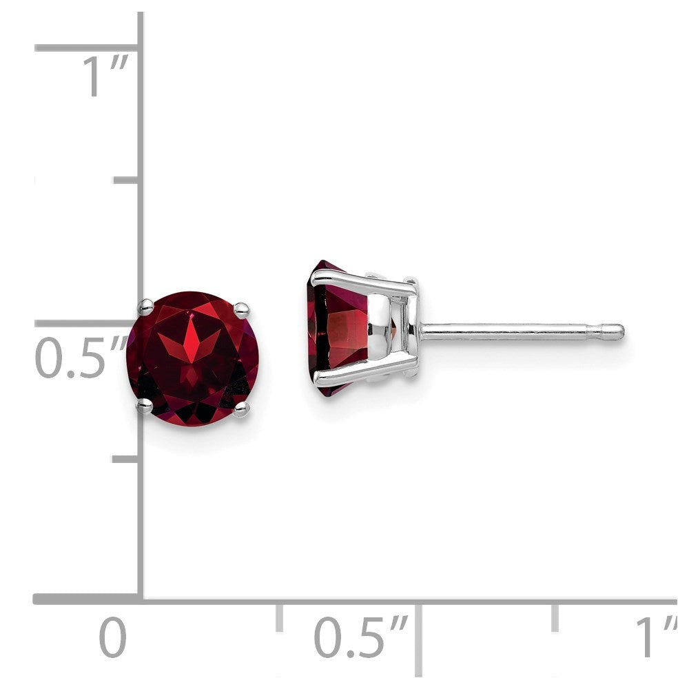 14K Weißgold Ohrringe mit Granat, 6 mm