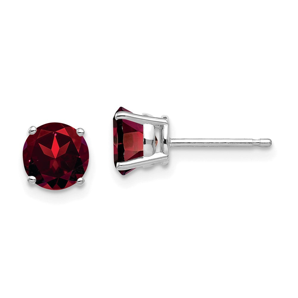 14K Weißgold Ohrringe mit Granat, 6 mm