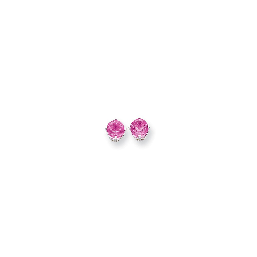 14K Weißgold Ohrringe mit 6-mm-Rosa-Turmalin
