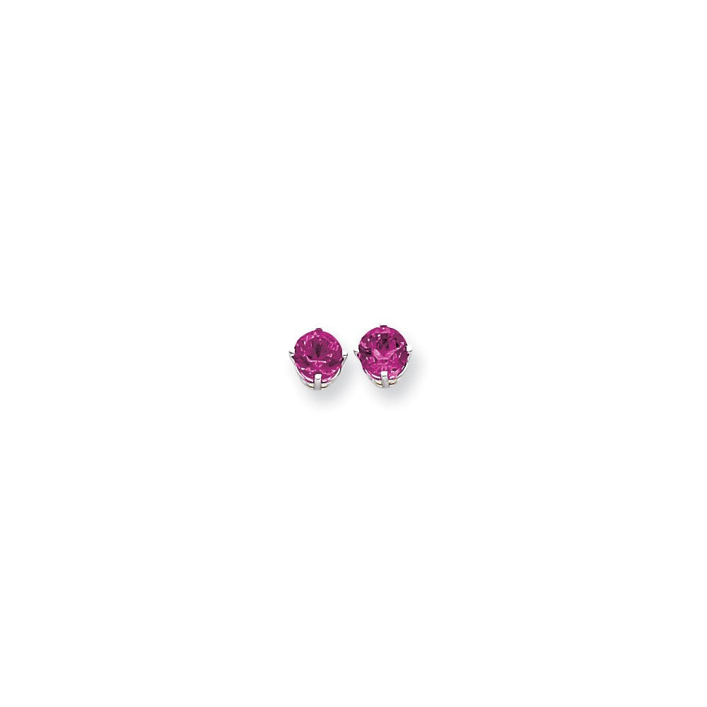 14K Weißgold Ohrringe mit rosa Saphiren, 6 mm
