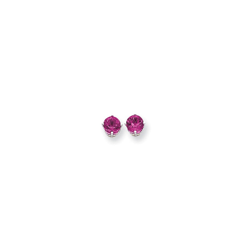 14K Weißgold Ohrringe mit rosa Saphiren, 6 mm
