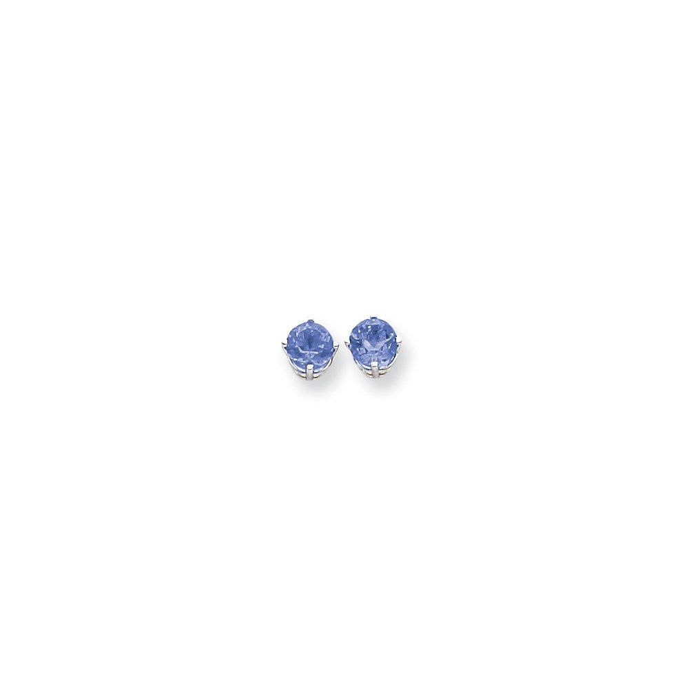 14K Weißgold Ohrringe mit 6 mm Tansanit