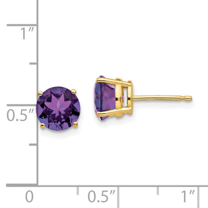14K Gelbgold Ohrstecker mit 7-mm-Amethyst