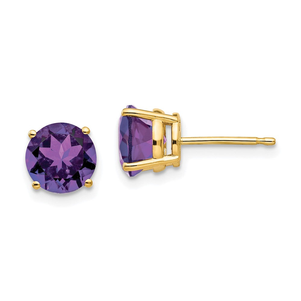 14K Gelbgold Ohrstecker mit 7-mm-Amethyst