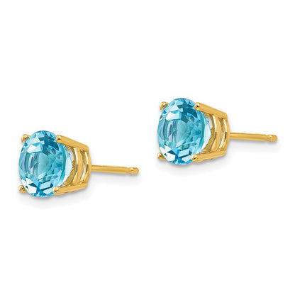14K Gelbgold Ohrringe mit 7 mm Blautopas