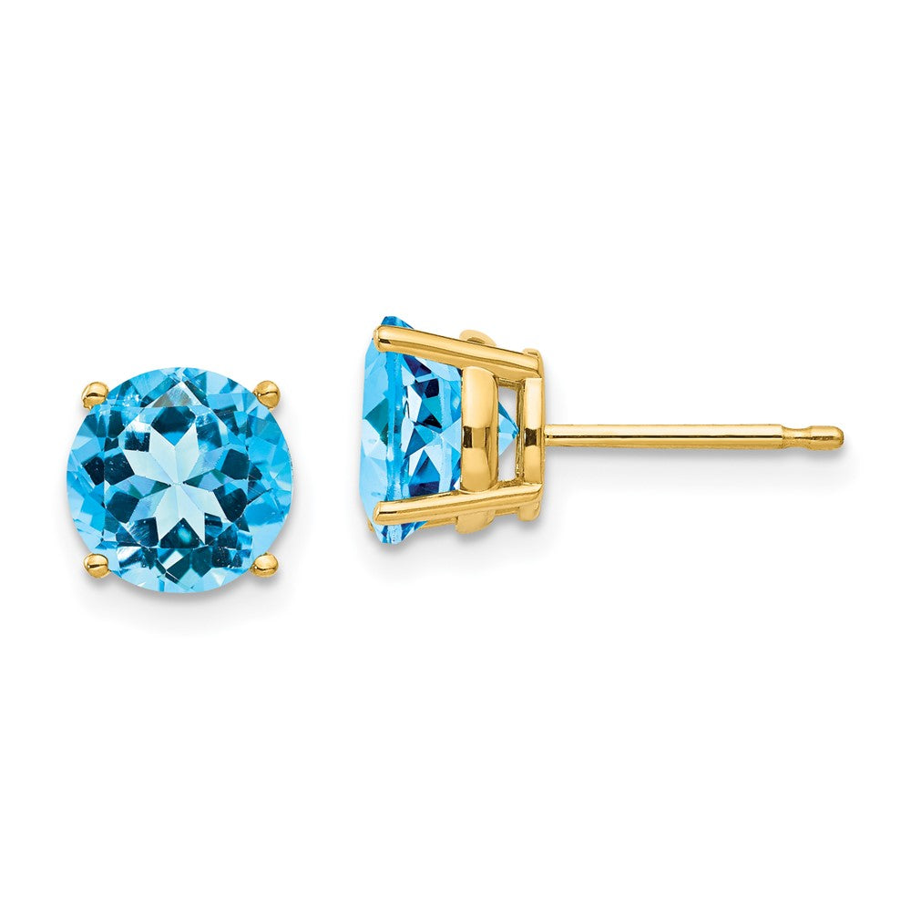 14K Gelbgold Ohrringe mit 7 mm Blautopas