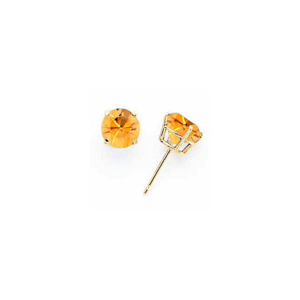 14K Gelbgold Ohrringe mit 7 mm Citrin