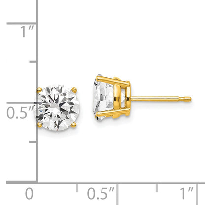 14K Gelbgold Ohrringe mit Zirkonia, 7 mm