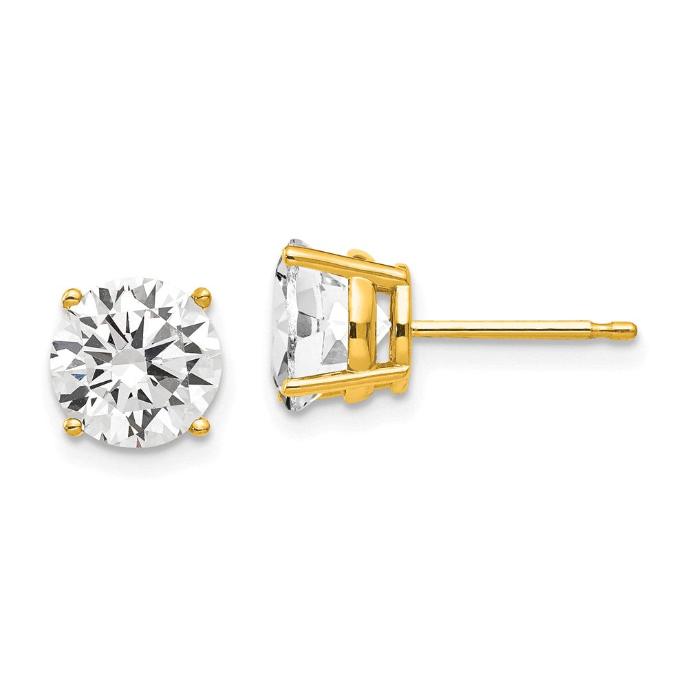 14K Gelbgold Ohrringe mit Zirkonia, 7 mm