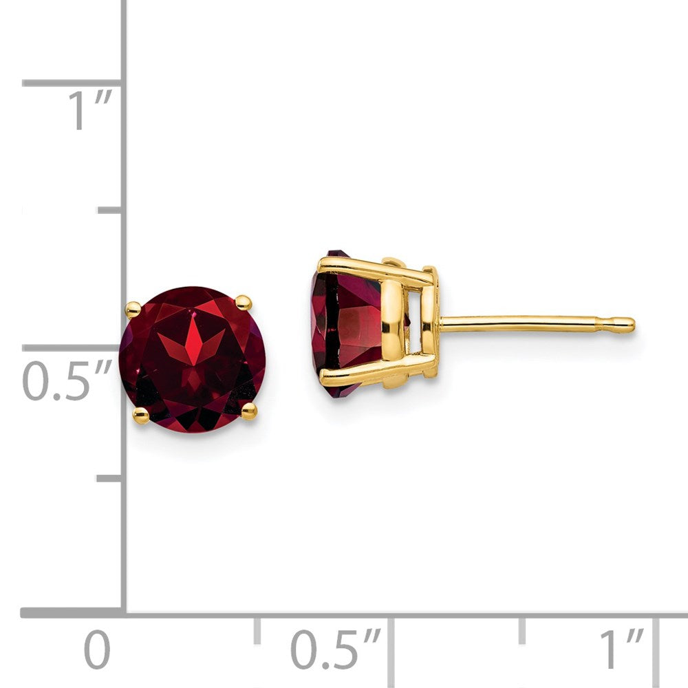 14K Gelbgold Ohrstecker mit 7-mm-Granat
