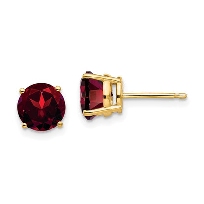 14K Gelbgold Ohrstecker mit 7-mm-Granat