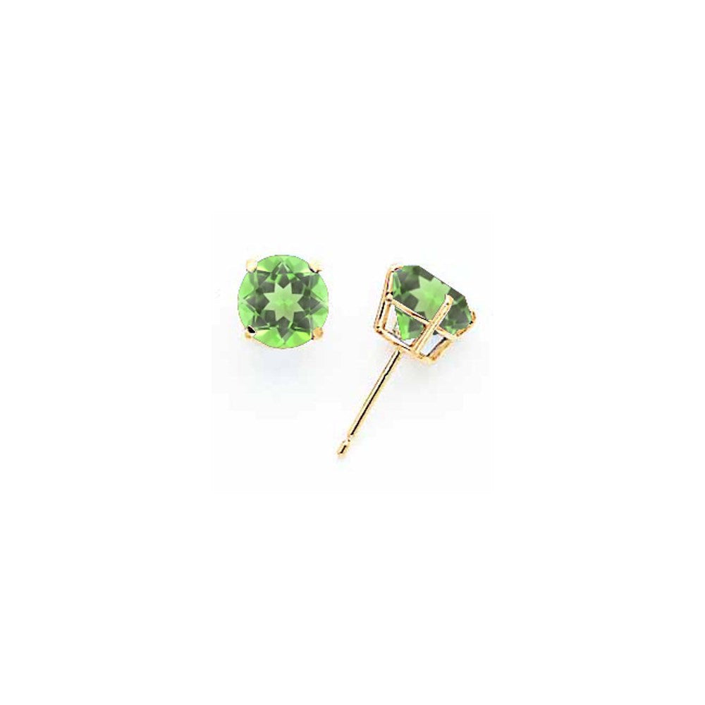 14K Gelbgold Peridot rund Ohrstecker