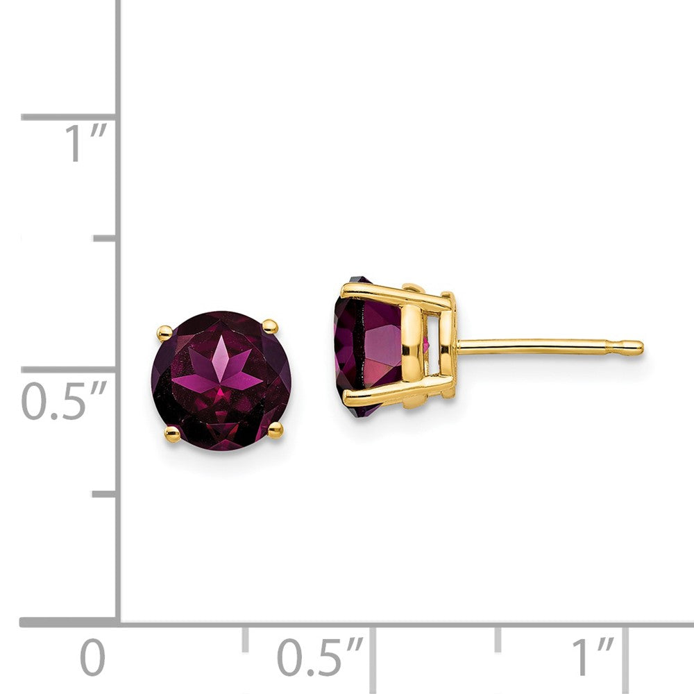 14K Gelbgold Ohrringe mit 7 mm Rhodolith-Granat