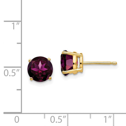 14K Gelbgold Ohrringe mit 7 mm Rhodolith-Granat