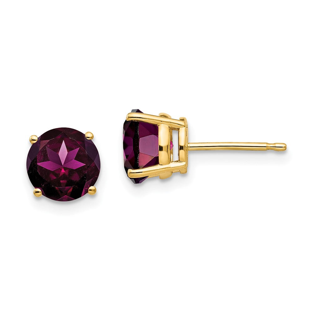 14K Gelbgold Ohrringe mit 7 mm Rhodolith-Granat