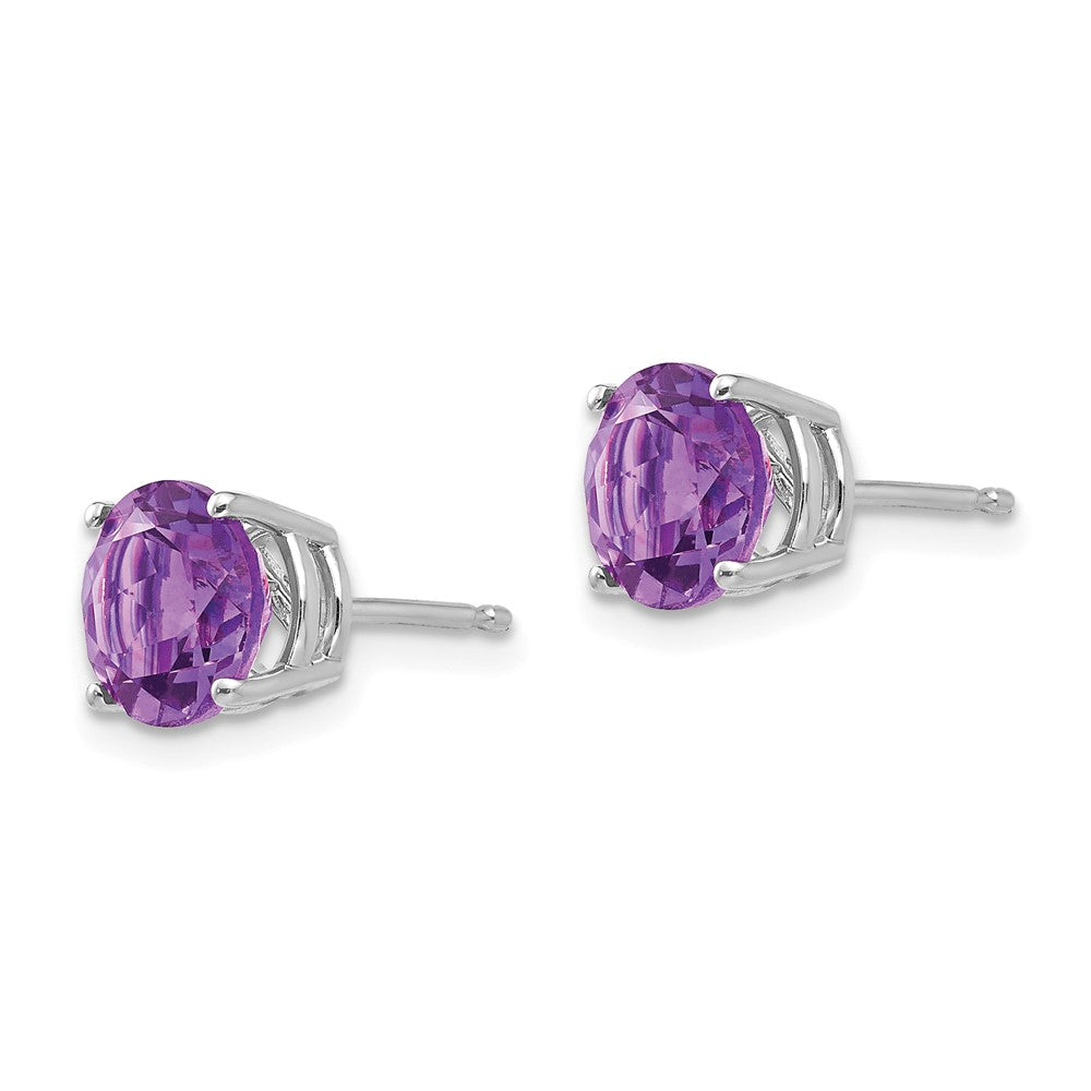 7 mm Amethyst-Ohrringe aus 14K Weißgold
