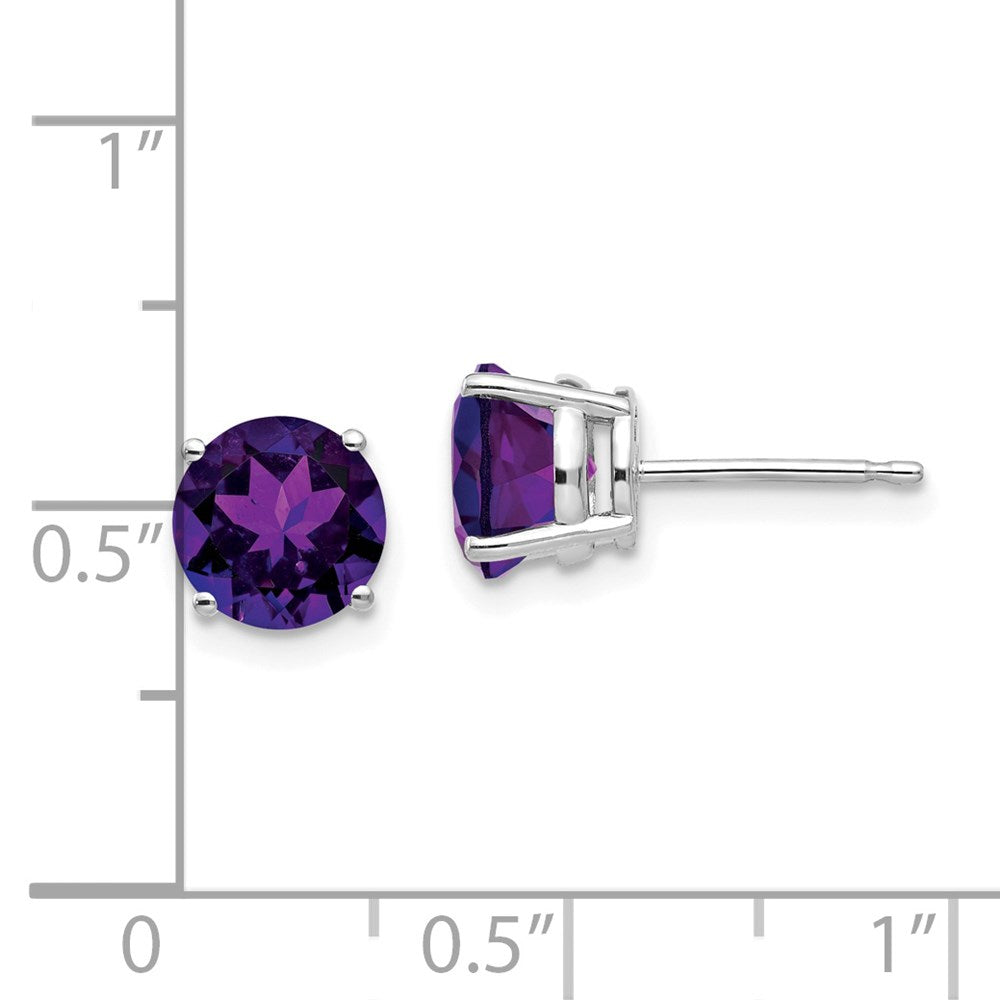7 mm Amethyst-Ohrringe aus 14K Weißgold