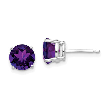7 mm Amethyst-Ohrringe aus 14K Weißgold