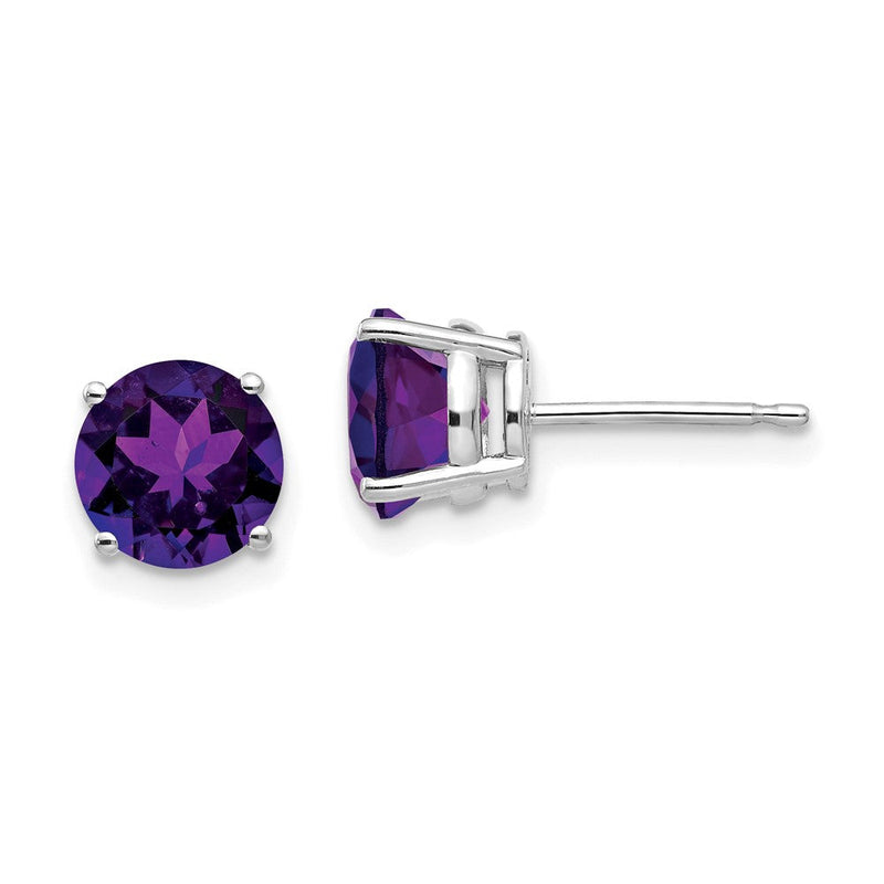 7 mm Amethyst-Ohrringe aus 14K Weißgold
