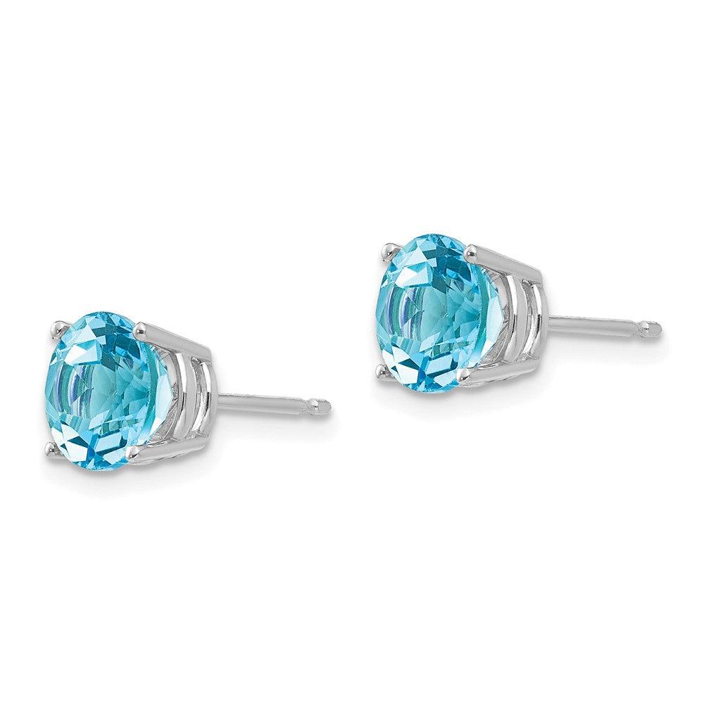 14K Weißgold Ohrringe mit 7 mm Blautopas