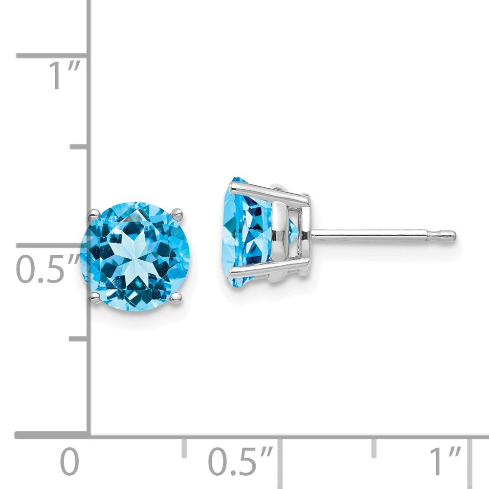 14K Weißgold Ohrringe mit 7 mm Blautopas