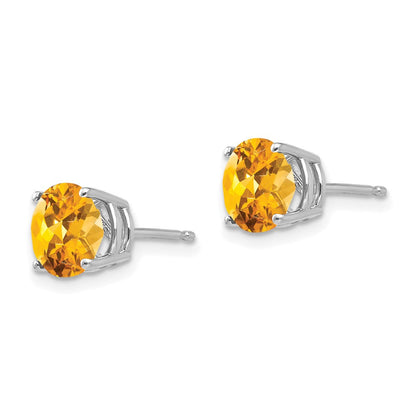14K Weißgold Ohrringe mit 7 mm Citrin