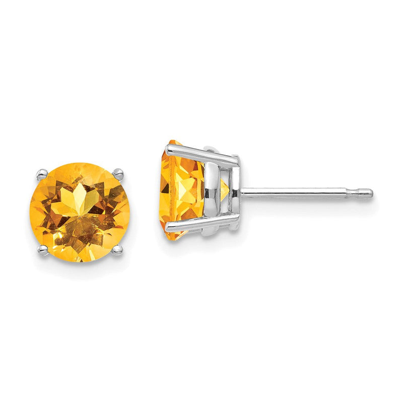 14K Weißgold Ohrringe mit 7 mm Citrin