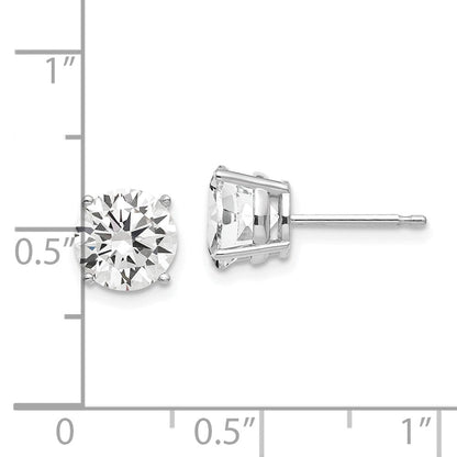 14K Weißgold Ohrringe mit 7 mm Zirkonia