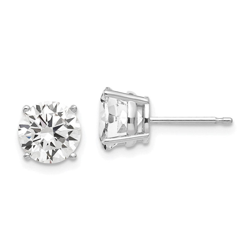 14K Weißgold Ohrringe mit 7 mm Zirkonia