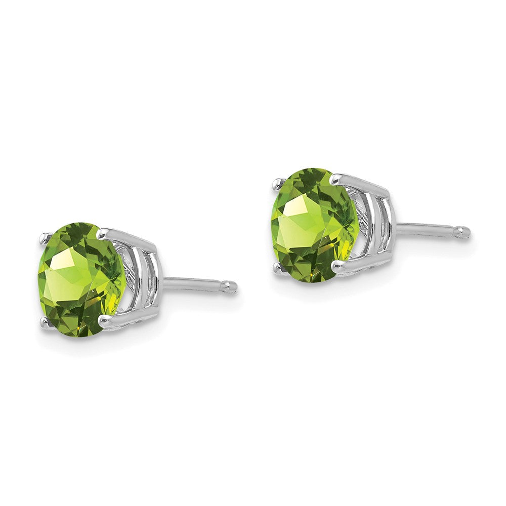 14K Weißgold Ohrringe mit Peridot, 7 mm
