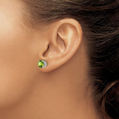 14K Weißgold Ohrringe mit Peridot, 7 mm