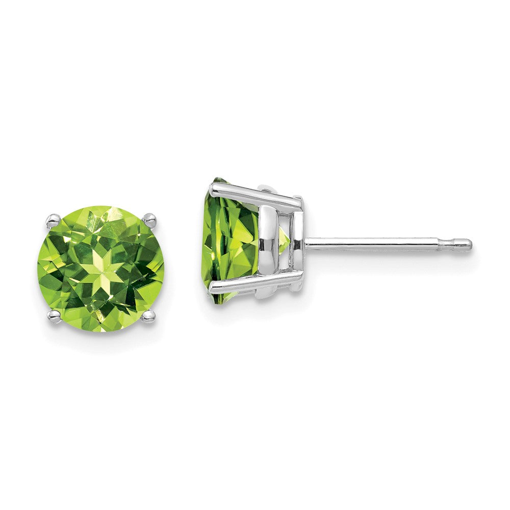 14K Weißgold Ohrringe mit Peridot, 7 mm