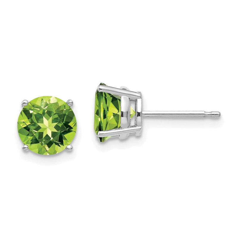 14K Weißgold Ohrringe mit Peridot, 7 mm