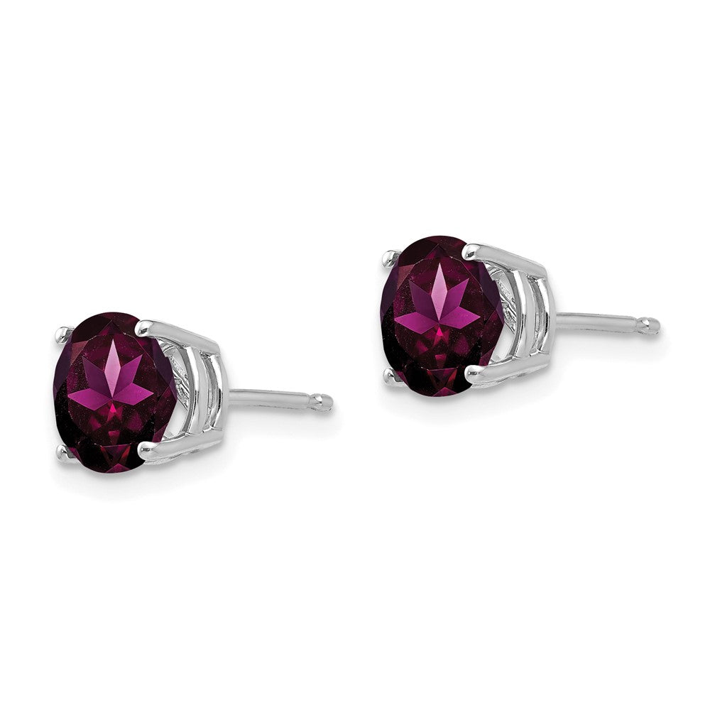 14K Weißgold Ohrringe mit 7 mm Rhodolith-Granat