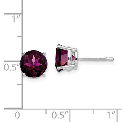 14K Weißgold Ohrringe mit 7 mm Rhodolith-Granat