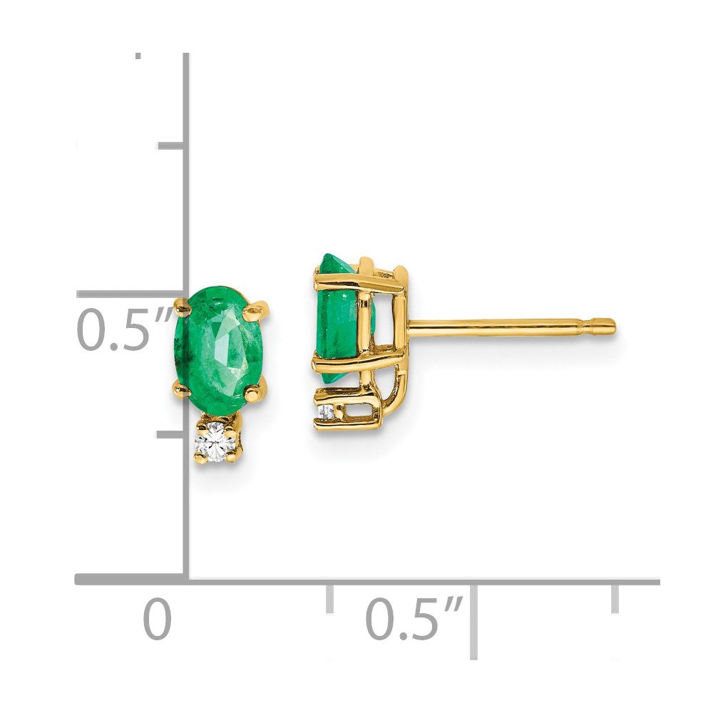 14K Gelbgold 6x4mm Oval Smaragd Aaa Echt Diamant Ohrringe