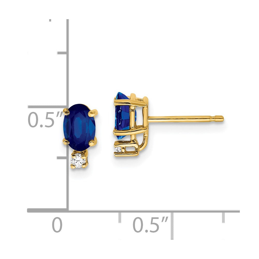 14K Gelbgold 6x4mm Oval Saphir Vs Echt Diamant Ohrringe