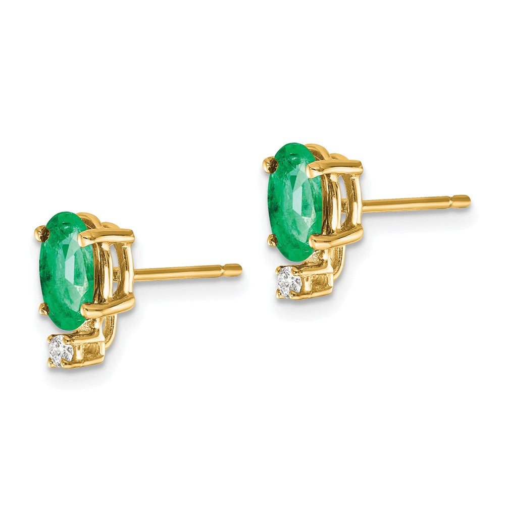 14K Gelbgold Smaragd Echt Diamant Ohrstecker