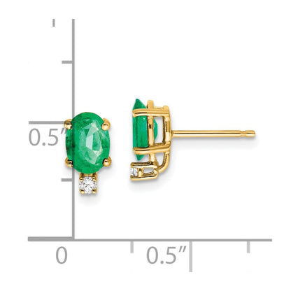 14K Gelbgold Smaragd Echt Diamant Ohrstecker