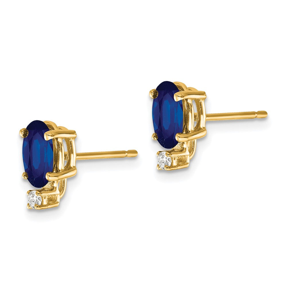 14K Gelbgold Saphir Echt Diamant Ohrstecker