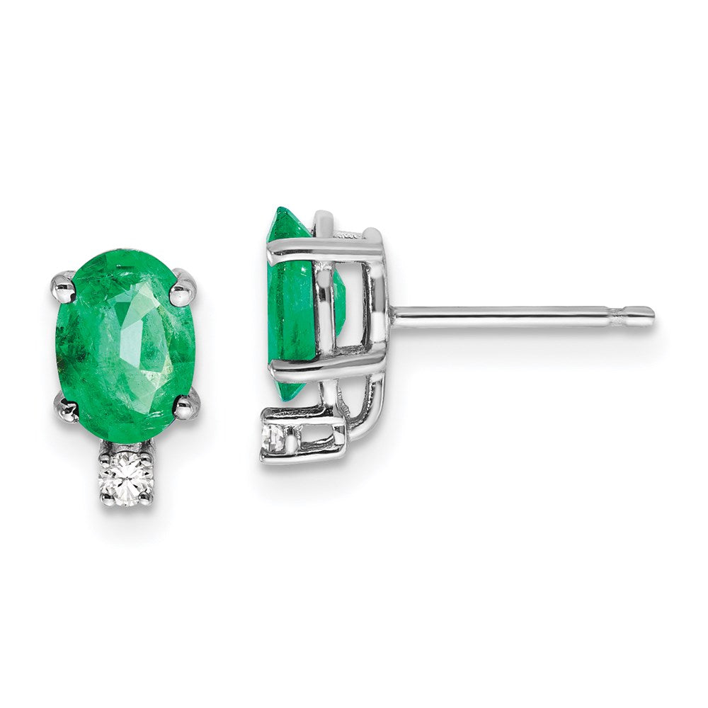 14K Gelbgold Smaragd Echt Diamant Ohrstecker