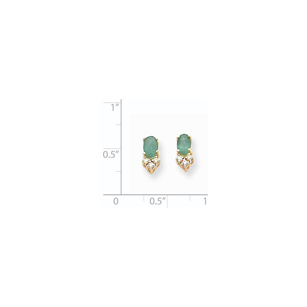 14K Gelbgold Smaragd Echt Diamant Ohrstecker