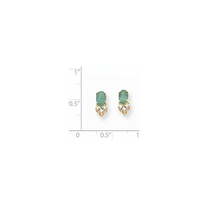 14K Gelbgold Smaragd Echt Diamant Ohrstecker