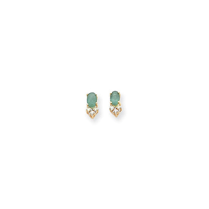 14K Gelbgold Smaragd Echt Diamant Ohrstecker